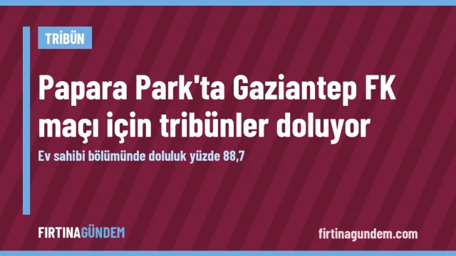 Trabzonspor Gaziantep FK maçı bilet doluluğu için bordo-mavi Fırtına Gündem grafiği
