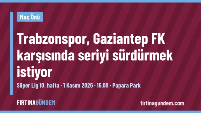 Fırtına Gündem maç önü görseli: Trabzonspor – Gaziantep FK, Süper Lig 10. hafta